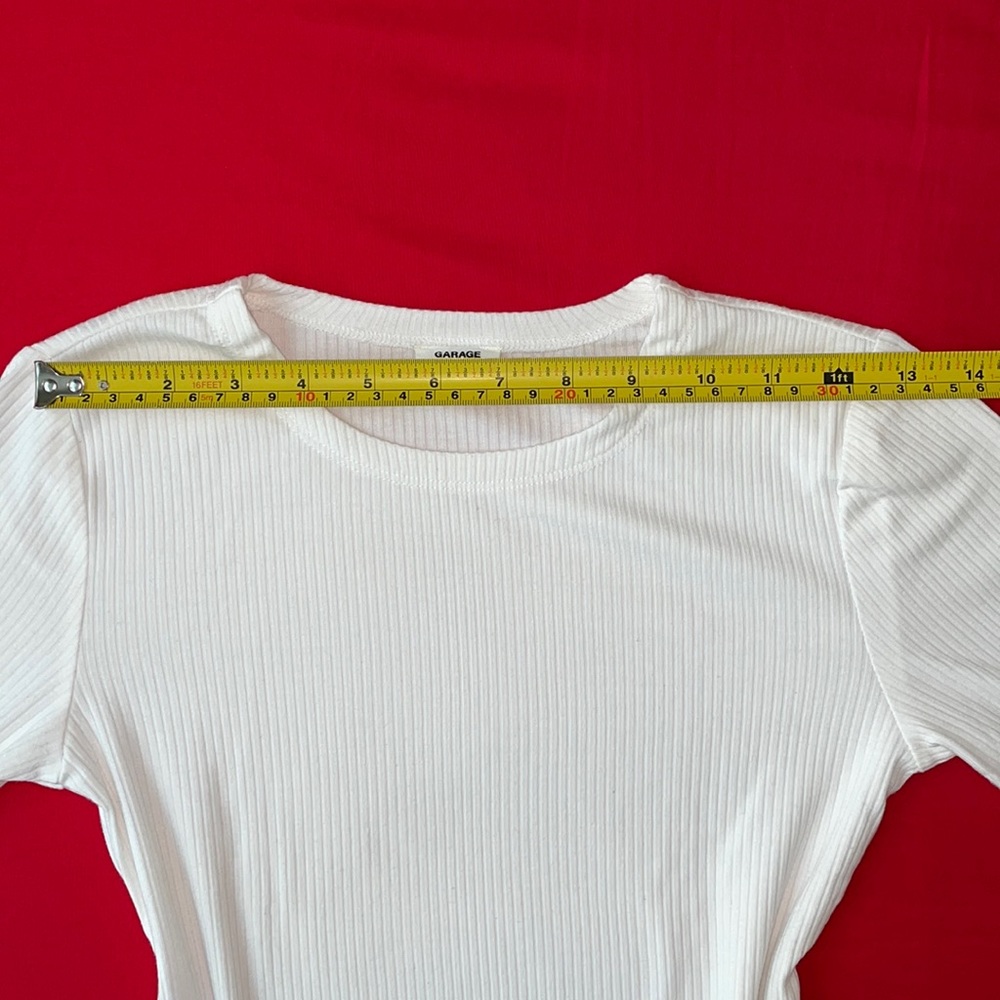 Garage White Ribbed T-Shirt Size Small - Picture 3 of 8
